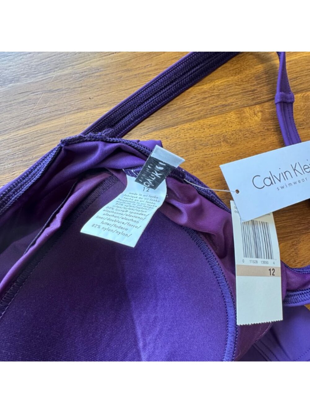 CALVIN KLEIN Tankini Swimsuit Set Womens 12 NEW Purple Two Piece Tank Bikini NWT - Picture 10 of 14